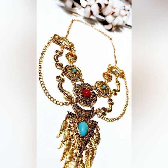 Boho statement necklace N65 - Picture 4 of 6